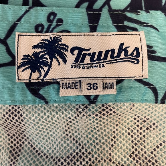 MENS TRUNKS SURF & SWIM BLUE TROPICAL HAWAIIAN BOARD SHORTS SIZE 36 - Picture 10 of 11